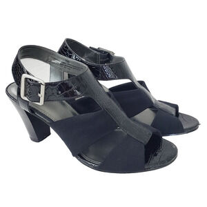 Mootsies Collection Tootsies Women's Sandal's 7.5 Black Block Heels Strap Animal